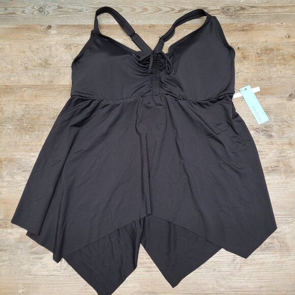 Birdsong Plus Size 20W Black Eco Onyx Sharkbite Underwire Tankini Swim Top Solid - Picture 6 of 13